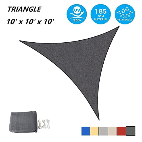 Outdoor Shade Sails, 10' x 10' x 10' Sun Shade Sail UV Block Canopy for Patio Backyard Lawn Garden, Graphite