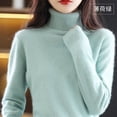 thumbnail image 3 of Suéter de cachemira 100 % visón nuevo de otoño e invierno de 2023, jersey de punto de cuello alto para mujer, top holgado de moda coreana para mujer, 3 of 5