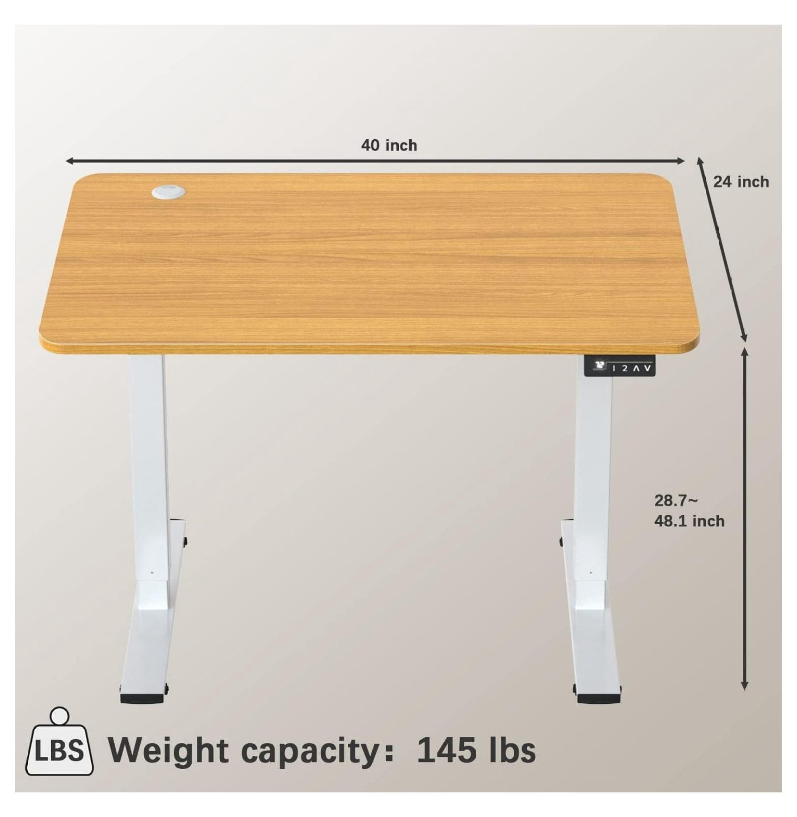 WDZS Electric Height Adjustable Standing Desk Large 40 x 24 Inches Sit Stand up Desk Home Office Computer Desk Memory Preset with T-Shaped Metal Bracket, Wood