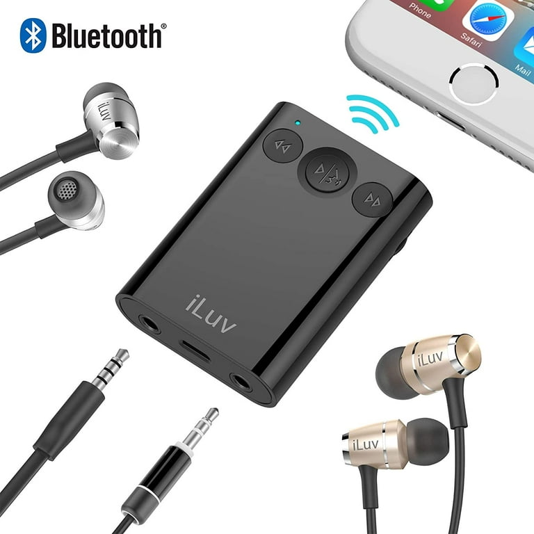 (i111BT) 2-Way Bluetooth Stereo Audio Receiver with Splitter Adapter;  Features Dual Volume & Mute Control