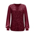 thumbnail image 4 of LYHao Girls Long Sleeve Loose Fit Round Neck Glitter Tee Casual School Blouse Comfortable Everyday Shirt For Toddler Kid Sizes 11-12 Years(Red), 4 of 7