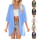 thumbnail image 1 of Camisas para mujer,Cárdigan de manga 3/4 para mujer, prenda informal de playa de poliéster con abertura frontal, largo largo, sopatenor, 1 of 9