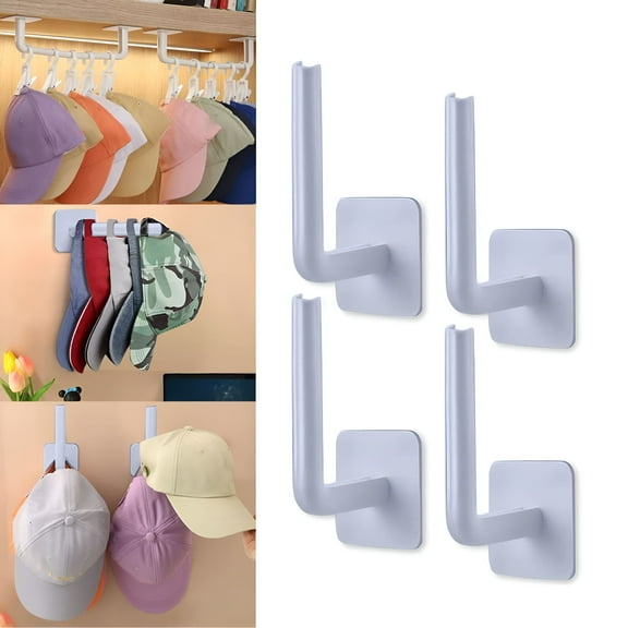 ACDANC Hooks for Wall 4PC Hat Rack for Wall Hat Organizer Hat Racks for Baseball Caps Adhesive Hat Hooks for Wall No Drilling Hat Hangers for Closet Cowboy Hat Holder Display