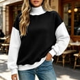 thumbnail image 7 of Aswuknt Women's Mock Neck Color Block Sweatshirt Long Sleeve Pullover Top Relaxed Fit Casual Fall Winter, 7 of 7