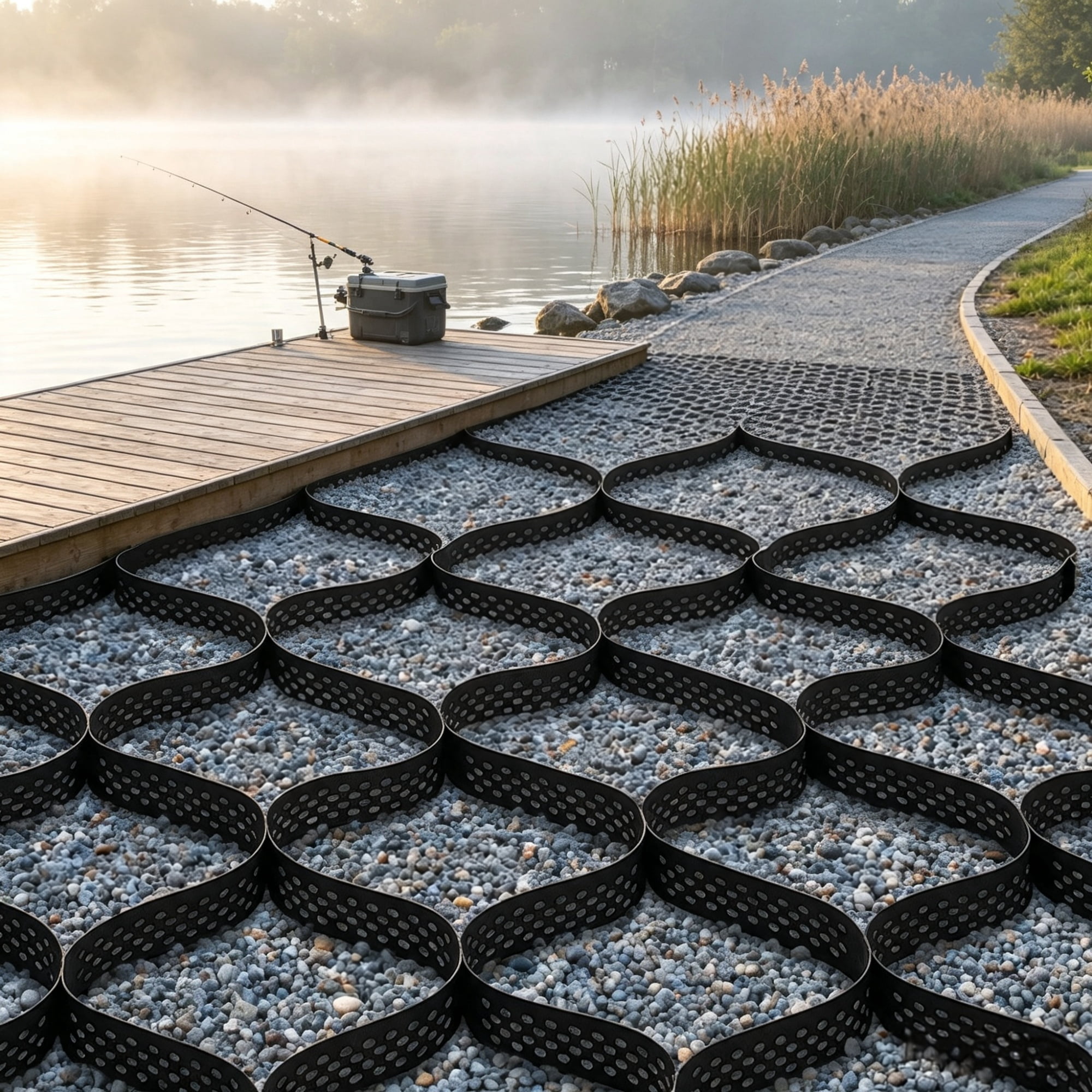 Gravel Grid Driveway Stabilization, Permeable Grass Ground Retainer 24.93 x 9.52 FT, 1880 LBS/Sq FT for Patio Walkway & RV Parking, 3" Depth