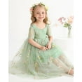 thumbnail image 3 of CARETOO Flower Girl Lace Back V-Neck Dress Full-Length Floral Embroidered Toddler Tutu Tulle Dresses for Girls Size 3T-4T, 3 of 9