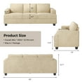 thumbnail image 5 of BLAZANT 89" Extra Deep Seats Oversize, Wide Corduroy Fabric 3 Seater Sofa for Living Room, Modern Couch and Sofa, Comfy Armrests and Seats and Backrests, Easy Installation,Beige, 5 of 9