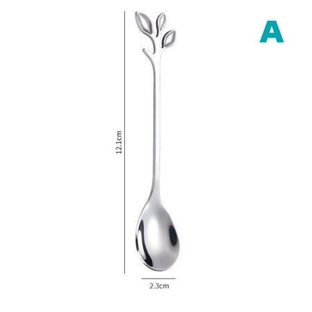 

1PCS New Creative Tree Leaf Handle Tea Coffee Stainless Steel Stirring Spoon Cute Dessert Spoon Fruit Fork Home Kitchen Cutlery