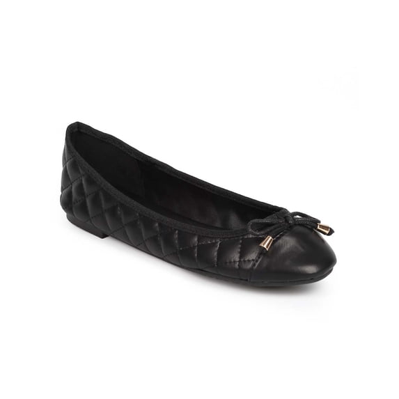 Women Quilted Bow Cap Toe Slip On Ballet Flat DD90