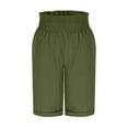 thumbnail image 6 of Bloomae Lightweight Womens Shorts Casual Soft Cotton and Linen Baggy Trendy Short Pants Elastic Waist Drawstring Comfy Beach Vacation Shorts with Pockets Army Green S, 6 of 6