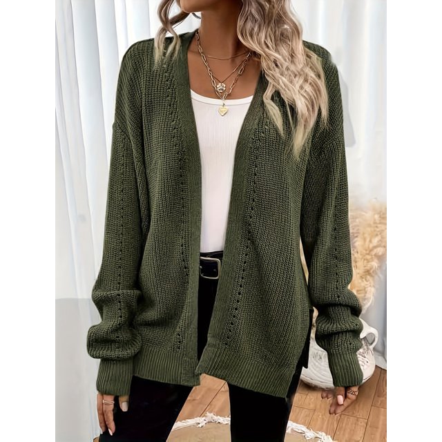Cardigan à Manches Longues Ouvert Uni Confortable pour Femmes, Vêtements Décontractés d'Automne et d'Hiver