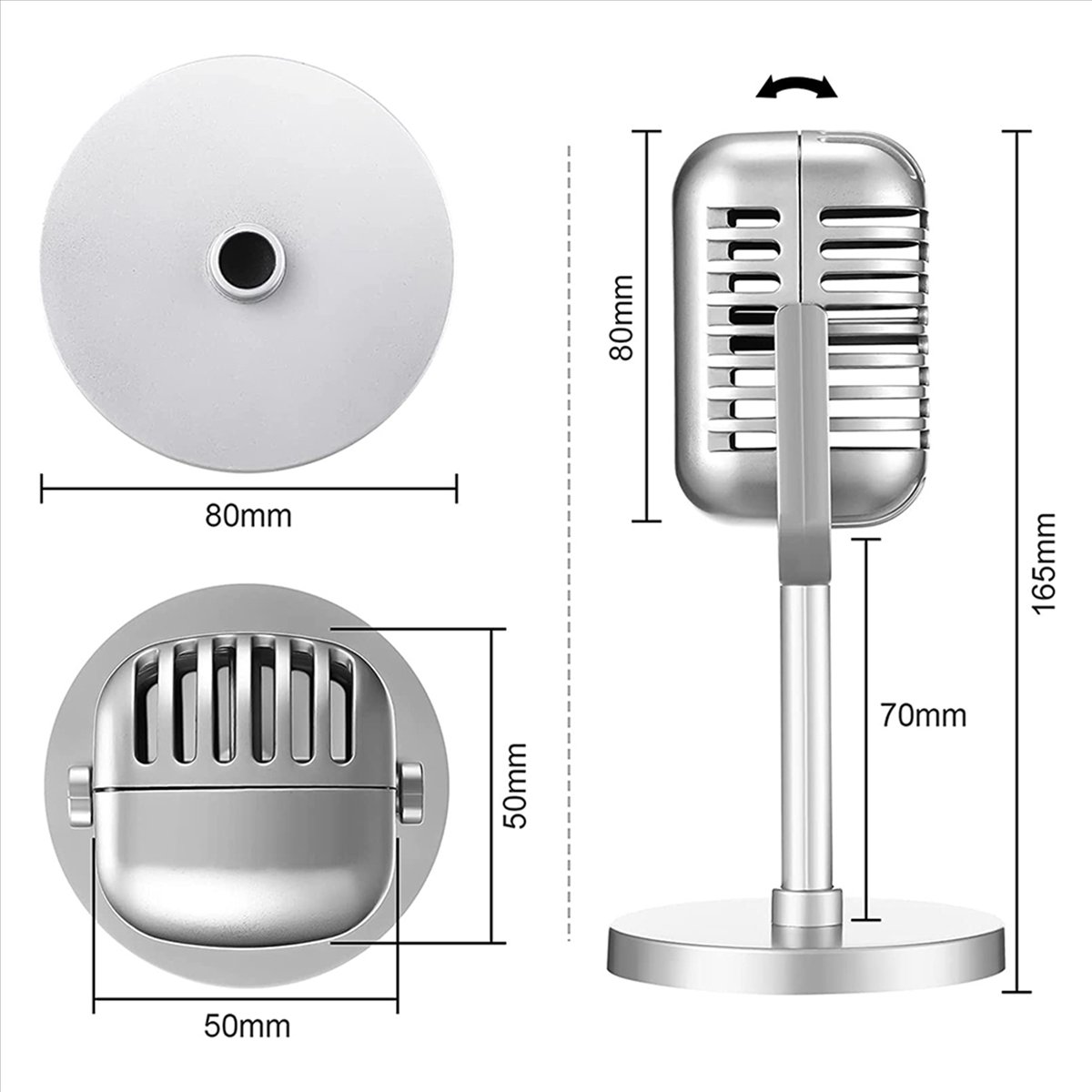 12Pcs Retro Microphone Props Model Vintage Microphone Antique Microphone Toy Microphone Stage Table Decor,Silver