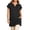 Black, variant on Short Sleeve Shirts for Women Summer Casual Solid Color Extra Long Fashion V-Neck Double Pocket Top T Shirt