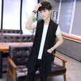 thumbnail image 1 of Chaleco largo a la moda para hombre, chaqueta sin mangas, cárdigan para club nocturno, traje de cantante, capa informal coreana, 1 of 4