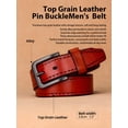 thumbnail image 4 of Catelles High-quality Top-grain Leather Men's Pin Buckle Reddish-brown Belt, Double-Sided Use, Durable And Stylish&For waist 46 in Width1.5 in(3.8cm), 4 of 9