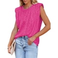 thumbnail image 1 of Bellella T-Shirts pour Femmes Col Rond Haut d'Été Paillettes Scintillantes Débardeurs Aguichant Sans Manches Blouse Chandail pour Dames Rose Rouge TP, 1 of 3