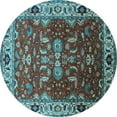 thumbnail image 1 of Ahgly Company Indoor Round Oriental Light Blue Industrial Area Rugs, 4' Round, 1 of 4
