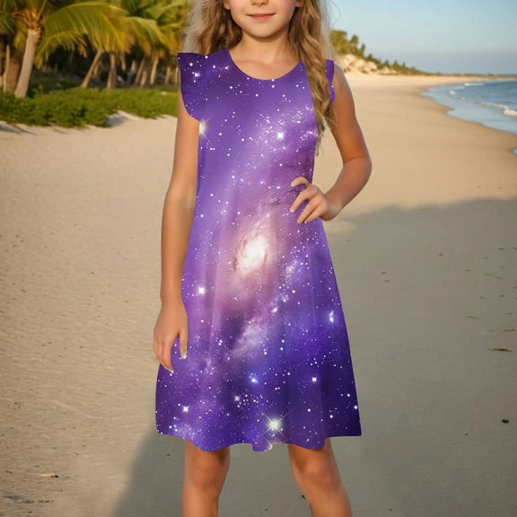 Mceream Girls Dresses formal Casual Crewneck Smocked Dress Swing Flowy Tiered Midi Sleeveless Sundress Summer formal Graduations Fancy Tween Girls Dresses Plus Size Vestido 15 AñOs QuinceañEra