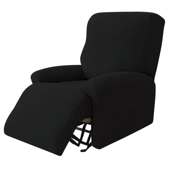 Dvruxg Housse Extensible pour Fauteuil Inclinable, Housses de Canapé 4 Pcs Épaisses pour Siège Simple, Housse de Fauteuil Inclinable en Jacquard Doux (Noir)
