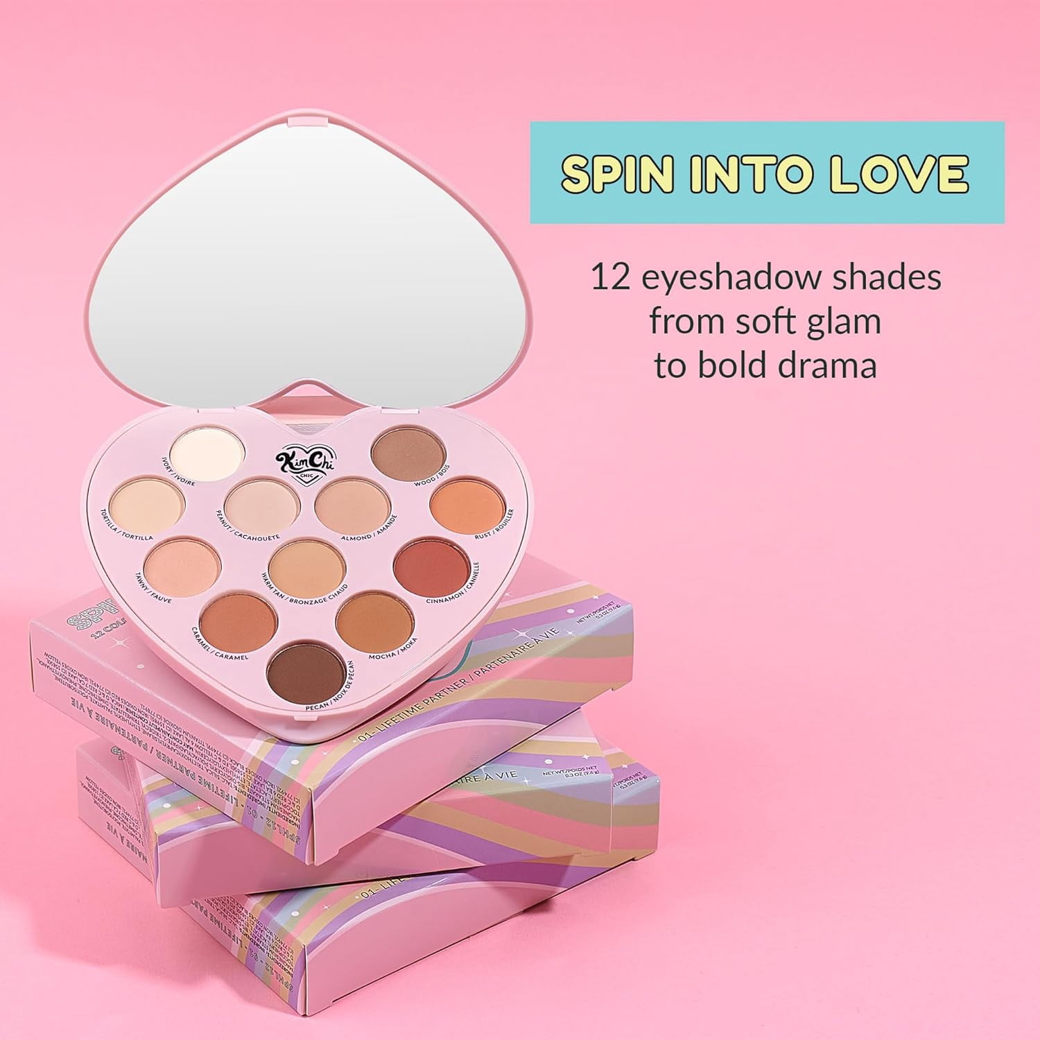 KimChi Chic Beauty Spinning Hearts Love Shadow Palette, 01 Lifetime Partner, 0.3 oz