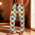thumbnail image 2 of Ceisia Mens Pajamas Pants Valentine's Day Couple Unisex Hearts Print Plaid Lounge With Pockets Sleep Bottoms Multicolor M Gift, 2 of 9