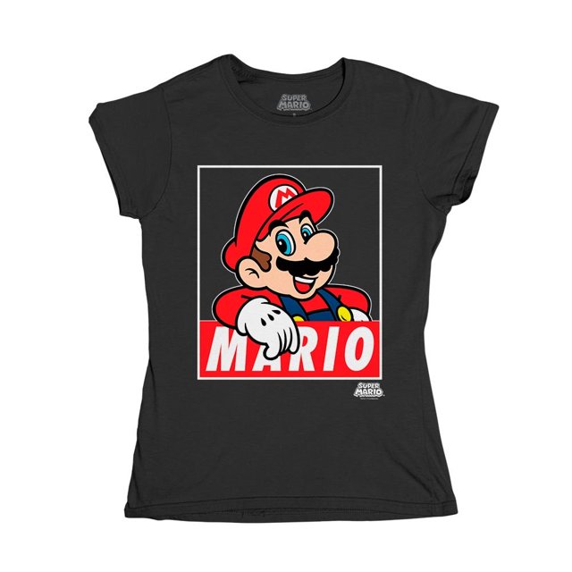 Playera Nintendo Fan Army Talla 8 Manga corta con estampado Mario Bros Negra