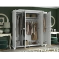 thumbnail image 2 of 100% Solid Wood Kyle 4-Door Wardrobe Armoire with Mirrored, Solid Wood Doors, 2 of 9