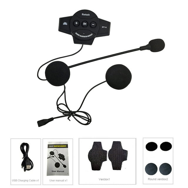 Auriculares Bluetooth Para Casco De Motocicleta, Intercomunicador Inalámbrico, Interfono Bt10, Walkie-Talkie, Auriculares, Comunicación Inalámbrica Minnieouse EL012807-00