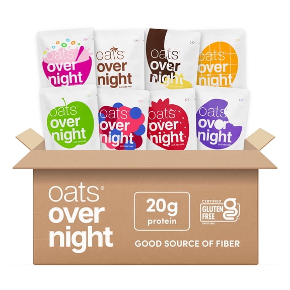 Oats Overnight Fruit Variety Pack - High Protein, High Fiber Breakfast Protein Shake - Gluten Free Oatmeal, Non GMO High Protein Oatmeal - Fruity Cereal, Chocolate C