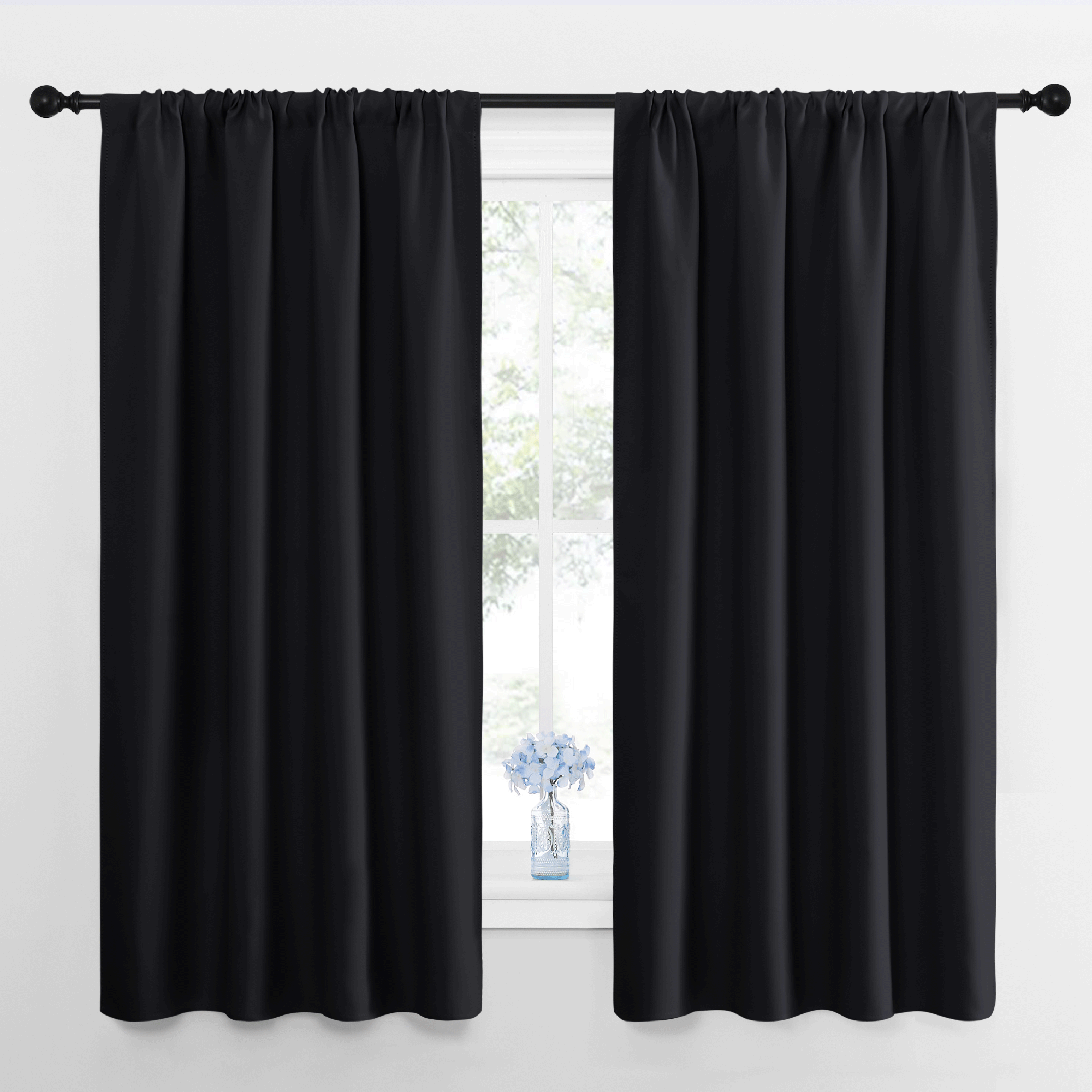 NICETOWN Blackout Curtains, 42" x 63", 2 Panels, Black photo 8
