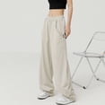 thumbnail image 2 of Pantalones deportivos de albaricoque para mujer, pantalones deportivos rectos y sueltos de otoño, pantalones de pierna ancha de marca de moda hip hop, pantalones de baile, 2 of 5