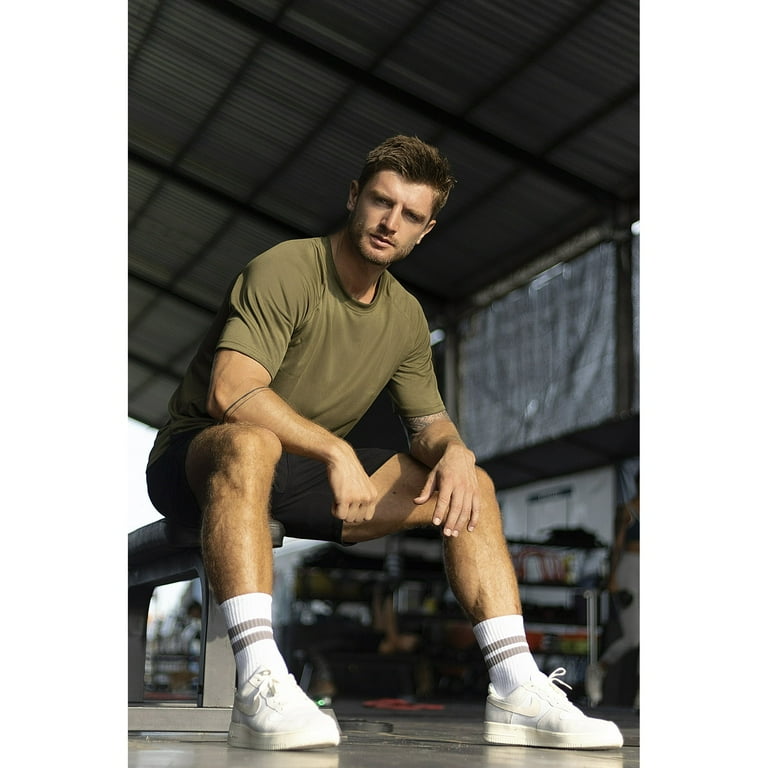 ZENGVEE Workout Shirts for Men, Pack Mens Crew Neck Casual Gym