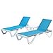 thumbnail image 3 of Kozyard Chaise Longue de Patio - Pieds Plats en Aluminium et Résine, Chaise Inclinable Extérieure Réglable pour Bronzage, Plage, Patio, Ensemble de Salon Ou Table de Patio (Deux Chaises Aqua avec Table), 3 of 4