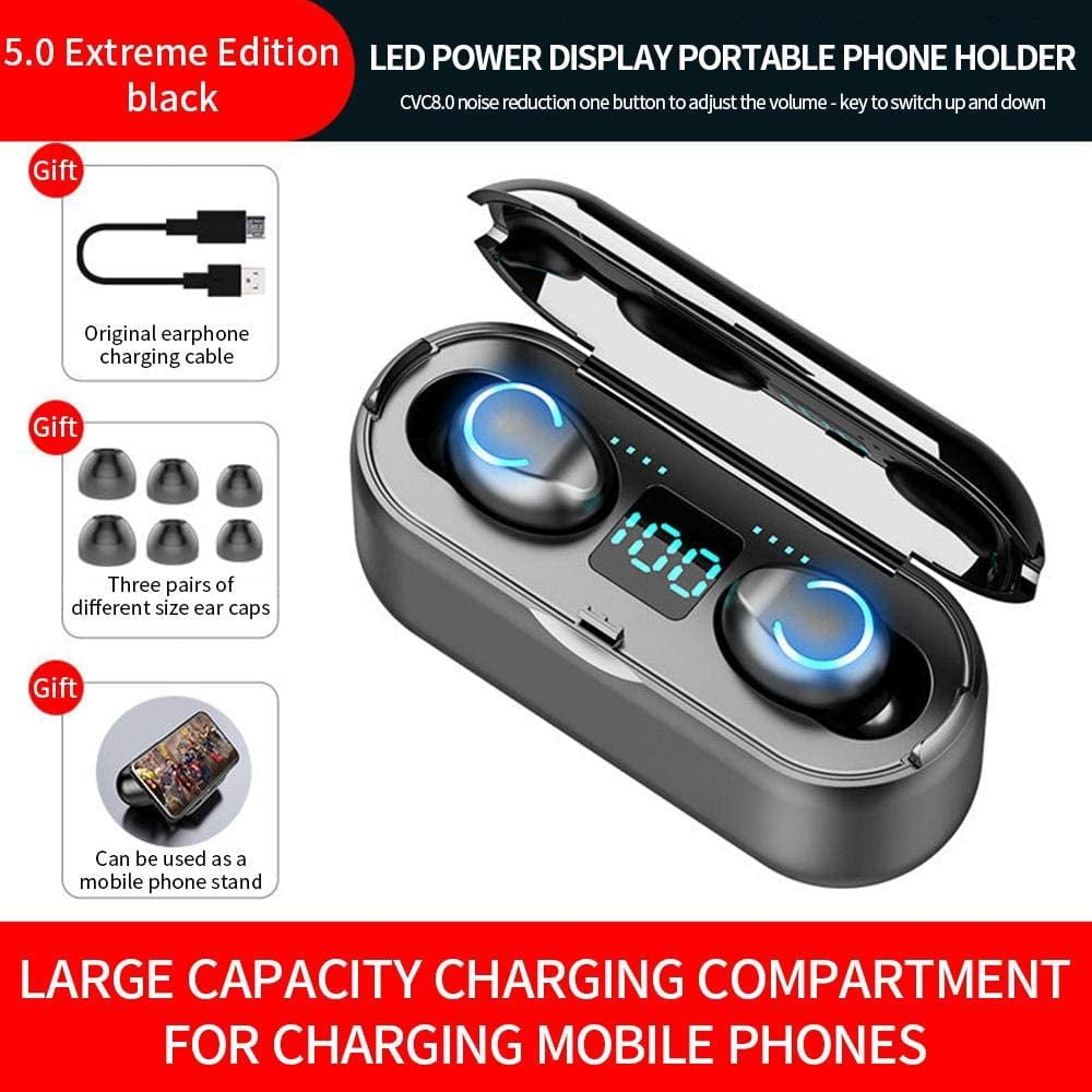 True Wireless Earbuds,Bluetooth 5.0 Headphones with Charging Case LED Battery Display,TWS Stereo Noise Cancelling IPX7 Waterproof in-Ear Built-in Mic Earphones,Deep Bass Headset for Sports
