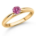 thumbnail image 2 of Gem Stone King 10K Yellow Gold Pink Moissanite Solitaire Engagement Ring for Women (0.23 Cttw, Gemstone, Round 4MM), 2 of 4