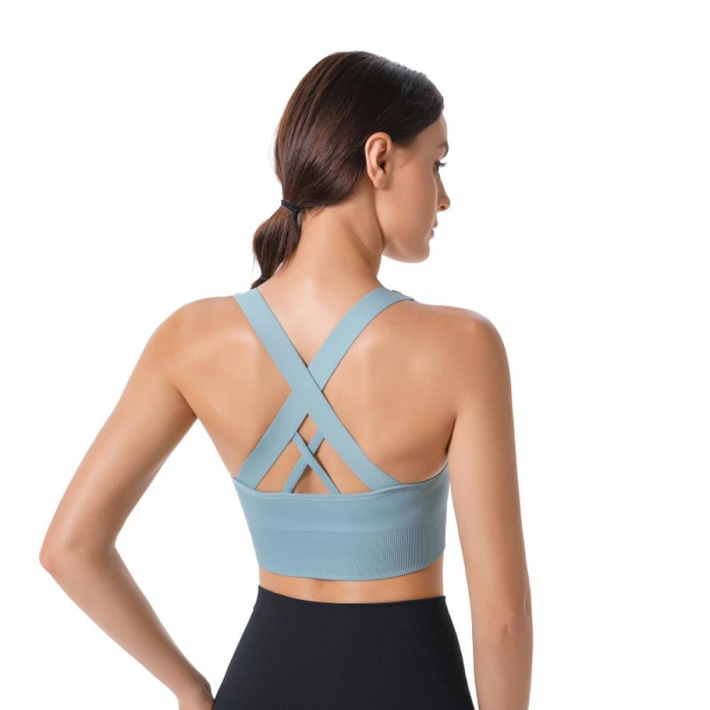 Sports Bra for Women, Criss-Cross Back Padded Strappy Sports Bras Medium  Support Yoga Bra with Removable Cups - Walmart.com