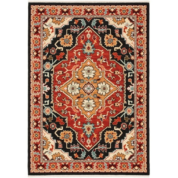 Oriental Weavers Lilihan Area Rug 4929A Traditional Black Bulbs Loops 2' x 3' Rectangle