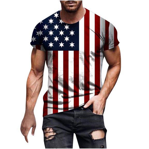 UVEASISHA 4th of July Shirts for Men,Mens Patriotic Tee Shirts Graphic July 4th T-Shirt Teens O-Neck Casual Short Sleeve America Flag Fourth of July Muscle Workout Tshirts 2025