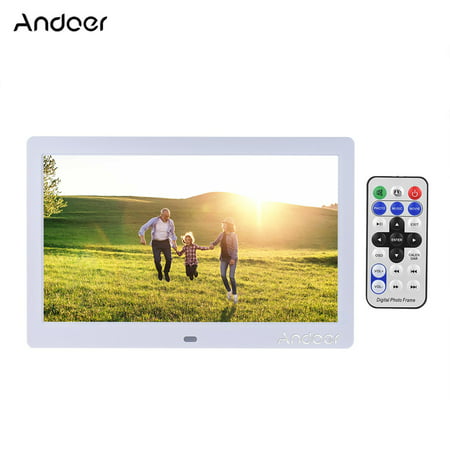 Andoer 10 Inch LED Wide Screen Digital Photo Picture Frame Electronic Album High Resolution 1024*600 MP3 MP4 Picture Player Electronic Clock /Alarm Clock/ Calendar with Remote Control Gift