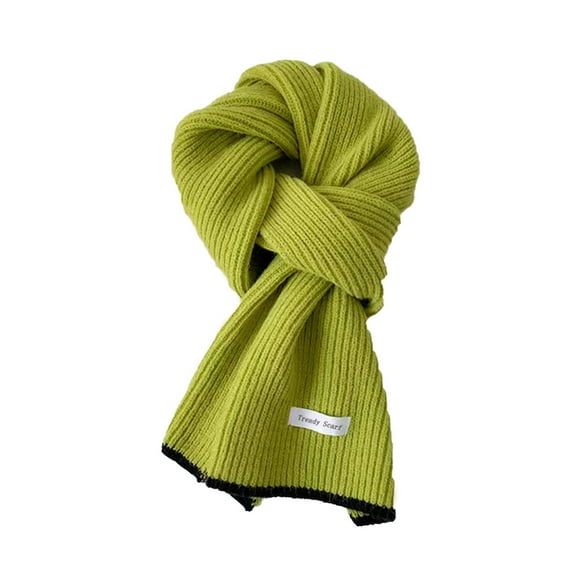 PMVFHDE Unisex Color Block Scarf Winter Warm Soft Knit Wrap, Two Tone Pattern Scarf for Men and Women, Fashionable Warm Scarf for Fall and Winter Green