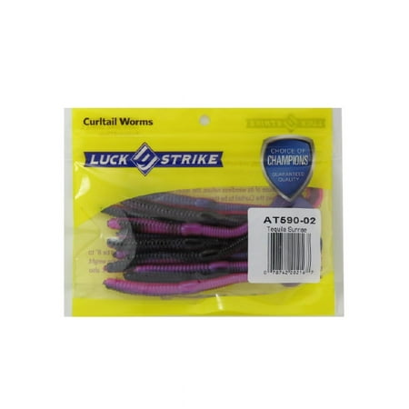 Luck-E-Strike 4 Twirl Tail Worm Tequila Sunrise Bass Freshwater Soft Baits