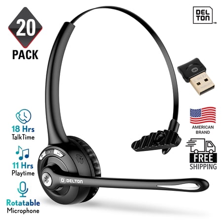UPC: 0802029080755 | Delton 10x Bluetooth Headset Ultralight Wireless Headphones for Computer Laptop with Dongle