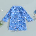 thumbnail image 4 of Toddler Baby Boys One-Piece Swimsuit Print Long/Short Sleeve Zipper Rashguard Swimwear + Swimming Cap, 4 of 8
