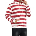 thumbnail image 4 of INSPIRE CHIC Men's Sweatershirts Stripes Hoodie Front Pocket Drawstring Long Sleeve Pullover Sweatshirts XL Red White, 4 of 6