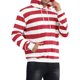 thumbnail image 4 of SUÉTER DE RAYAS PARA HOMBRES INSPIRE CHIC, CON BOLSILLO FRONTAL, CAPUCHA CON CORDÓN, MANGAS LARGAS, PULLOVER, SUDADERAS L Rojas y Blancas, 4 of 6