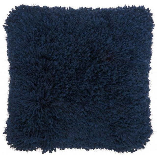 HomeRoots 386397 Fluffy Navy Shag Accent Throw Pillow