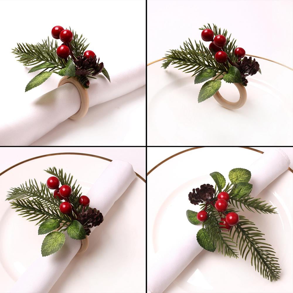 Buy Gold Christmas Pine Cones Napkin Rings, Rustic Dining Table Serviette  Holder Decorations 4-12 pcs Online at desertcartSaint Lucia