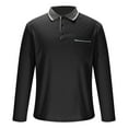 thumbnail image 7 of LNWUY Men's Autumn and Winter Shirts Cotton Long Sleeve Button Up T-shirt Classic Casual Golf Collar Tee with Pocket Black XXXL, 7 of 7