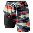 thumbnail image 4 of IWRICH Men's Swim Trunks with Compression Liner Bathing Suit Quick Dry Stretch Drawstring Shark Printed 2-in-1 Shorts with Pockets 01-Orange M, 4 of 4