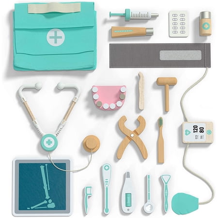 ROBUD Wooden Doctor Kit for Kids Toddlers, Pretend Play Dentist Medical Playset, Gift for 3+ Years Old Boys & Girls - 18 Piece